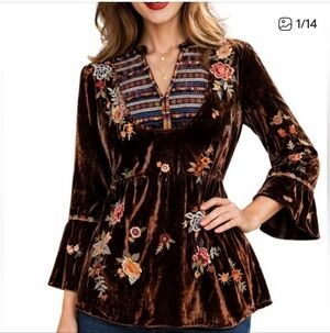 John Mark embroidered velvet tunic